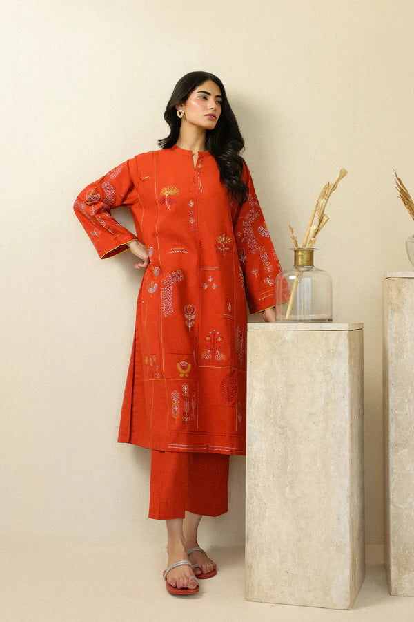 SAHAR STITCHED 2PIECE CO-ORD SET Burnt Citrus