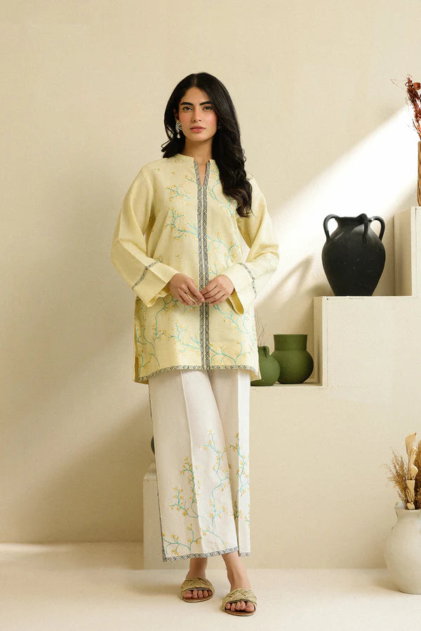 SAHAR STITCHED 2PIECE CO-ORD SET Lemon Blossom