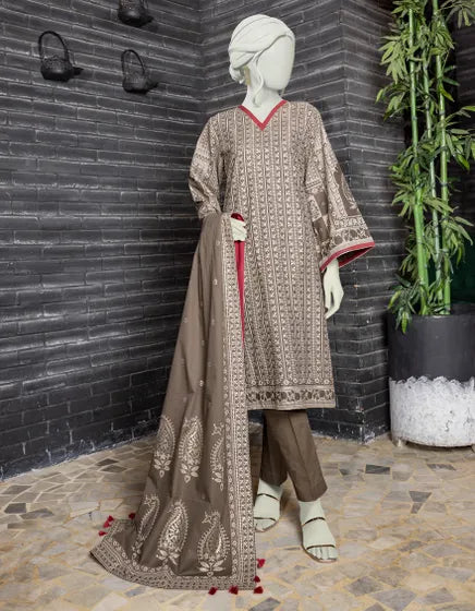 J. UNSTITCHED 3PC | JJLS-W-JW-22-1767 FB GOLD GREEN CAMBRIC