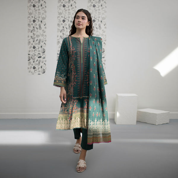 ZELLBURY STITCHED PRINTED KHADDAR 2PIECE SHIRT & DUPATTA