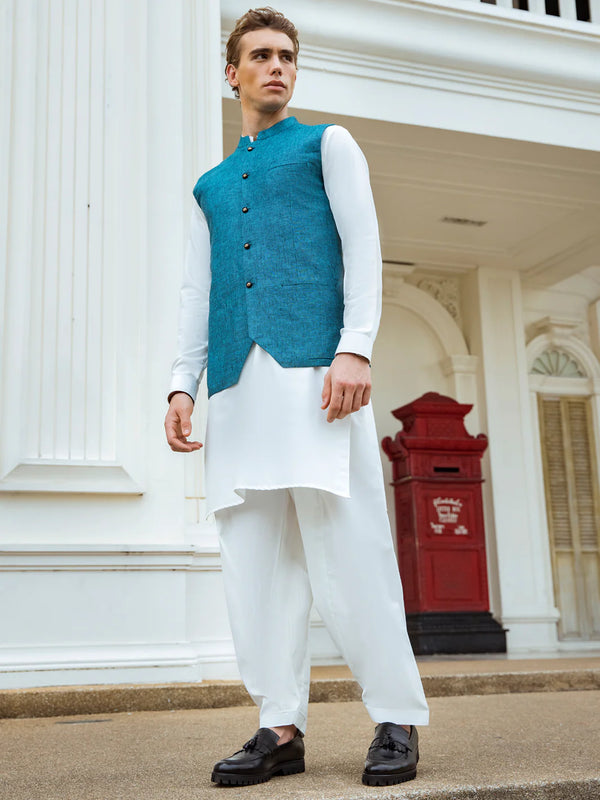 ALMIRAH Sea Green Waistcoat - AL-WC-409