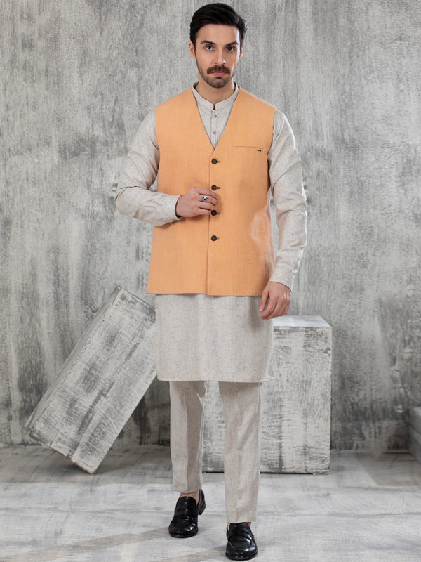 ALMIRAH Beige Blended Waistcoat - AL-WC-416