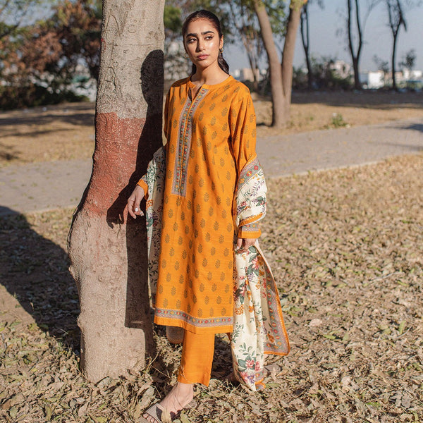 ZELLBURY STITCHED PRINTED KHADDAR 2PIECE SHIRT & DUPATTA
