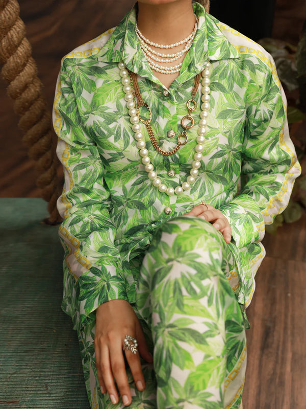 ALMIRAH Green Satin 2 Piece Stitched - AL-2PS-LKS-847