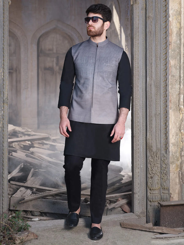 ALMIRAH Light Grey Cotton Waistcoat - AL-WC-307