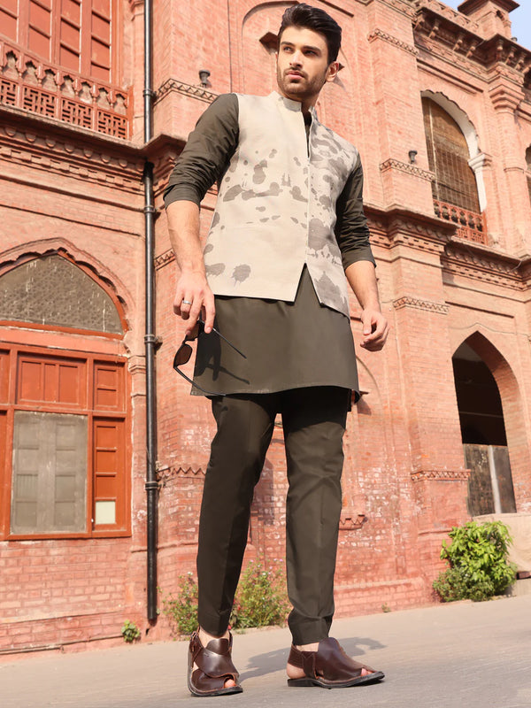 ALMIRAH Green Cotton Waistcoat - AL-WC-312