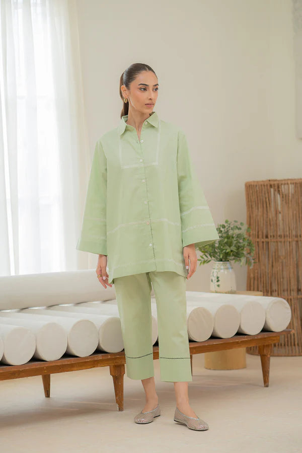 SAHAR STITCHED 2PIECE CO-ORD SET Jade Mist