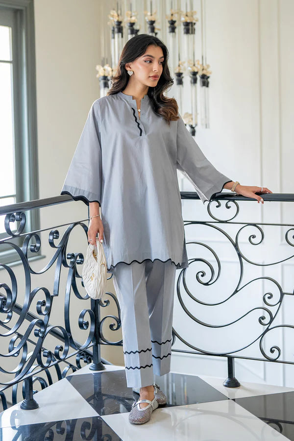 SAHAR STITCHED 2PIECE CO-ORD SET Grey Muse
