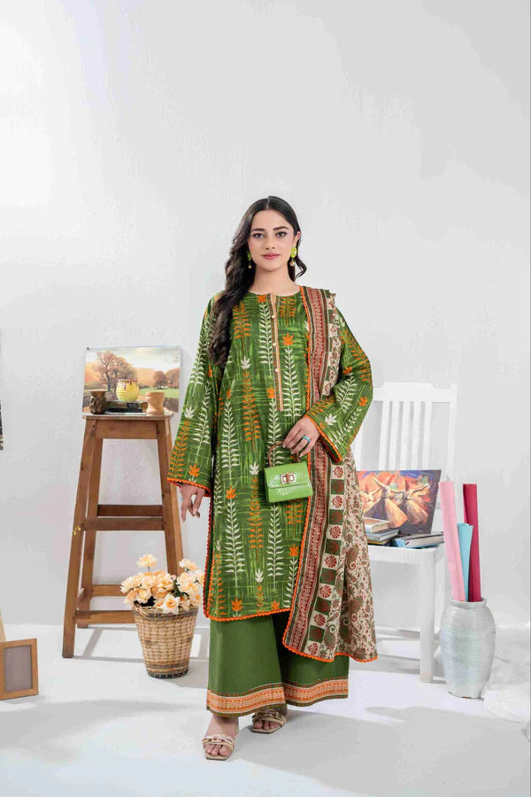 ZESH UNSTITCHED PRINTED 3 PIECE LAWN