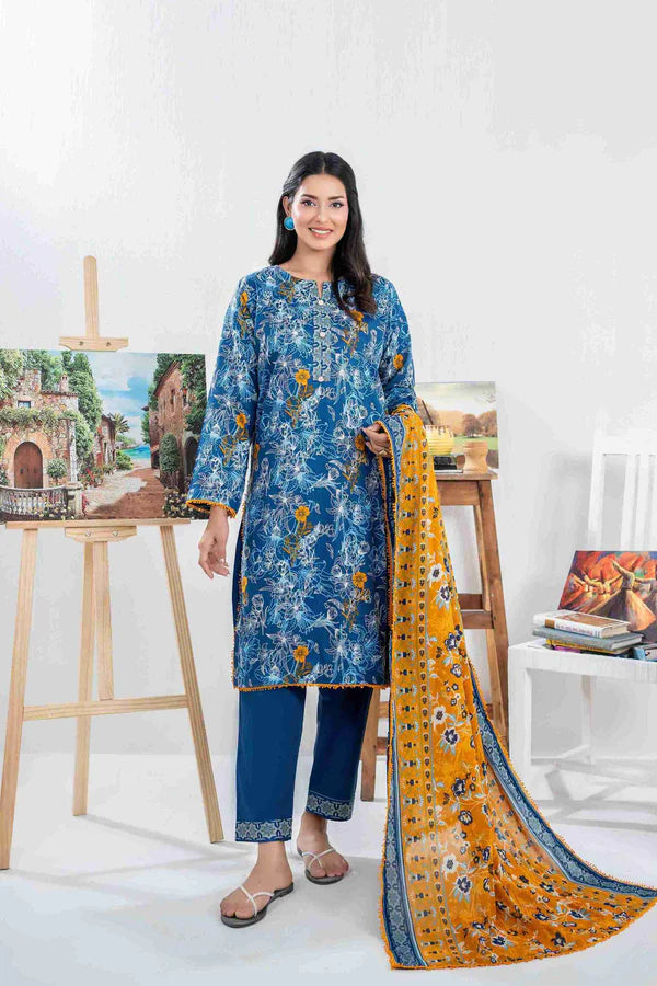 ZESH UNSTITCHED PRINTED 3 PIECE LAWN