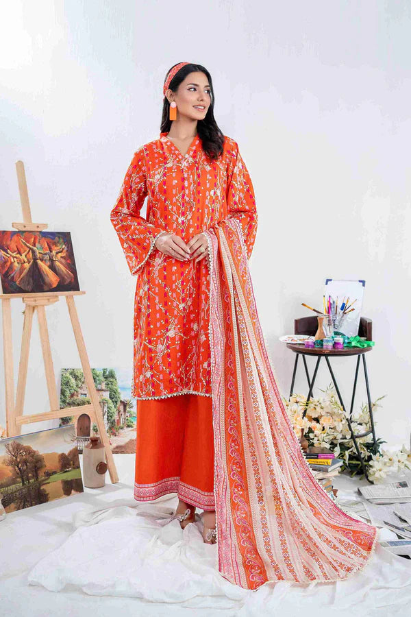 ZESH UNSTITCHED PRINTED 3 PIECE LAWN