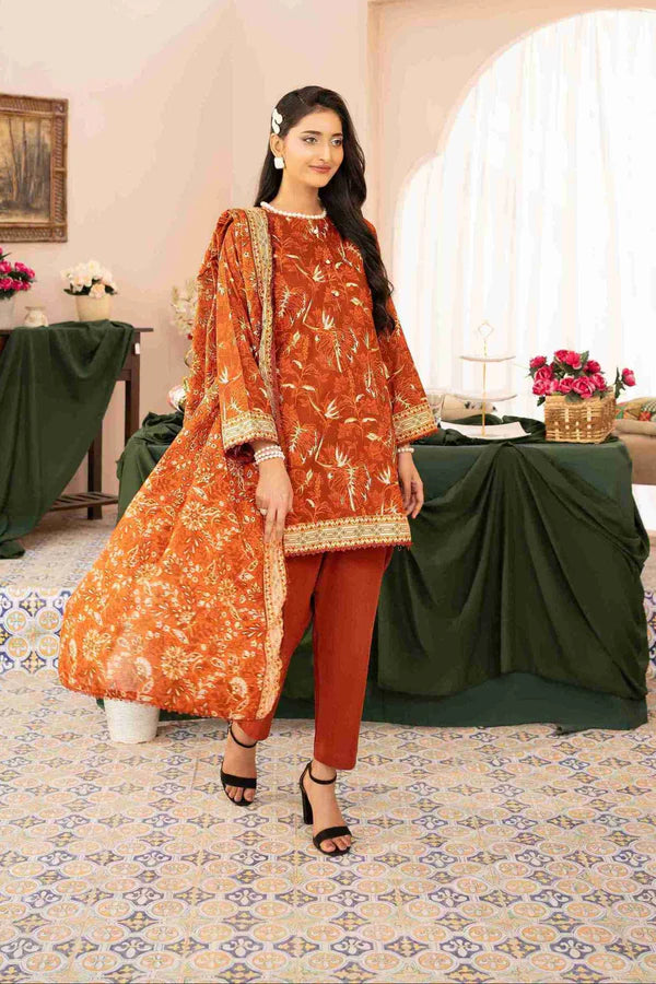 ZESH UNSTITCHED PRINTED 3 PIECE LAWN