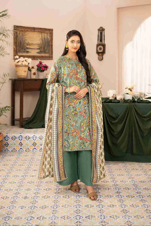 ZESH UNSTITCHED PRINTED 3 PIECE LAWN