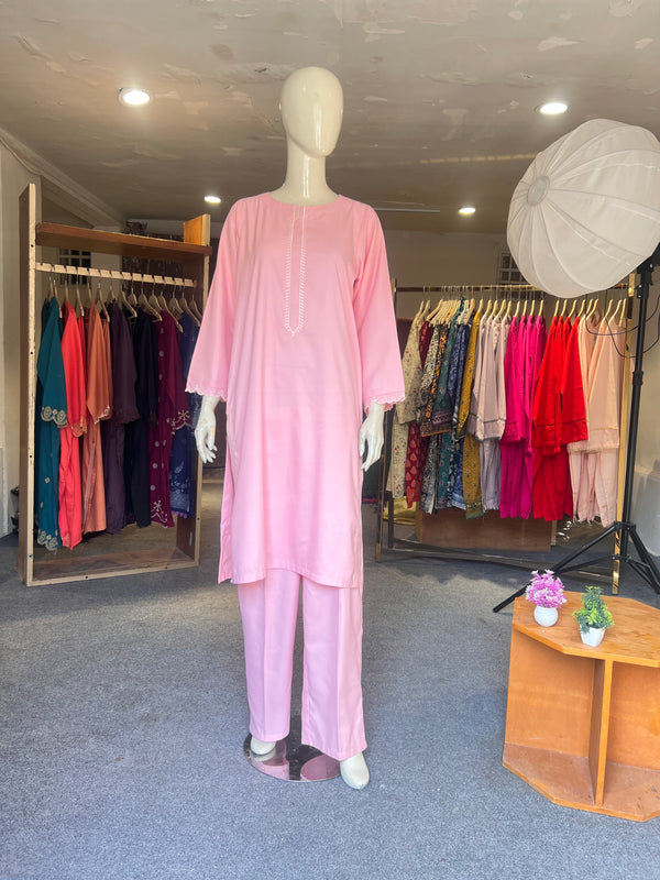 ZAHRA EMBROIDERED STITCHED 2PIECE RAW SILK