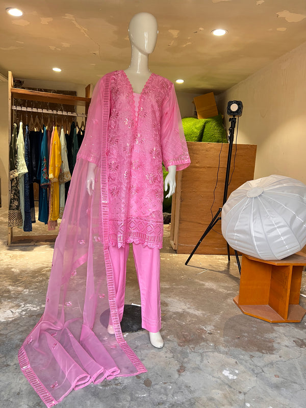 BAHAAR ORGANZA EMBROIDERED STITCH 2PIECE SHIRT & DUPATTA