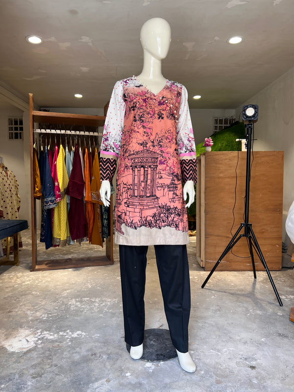 LALA PRINTED STITCHED LAWN SHIRT