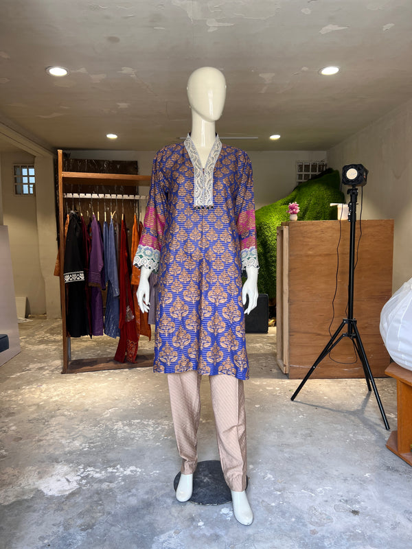 MIZAJ EMBROIDERED STITCHED LAWN SHIRT