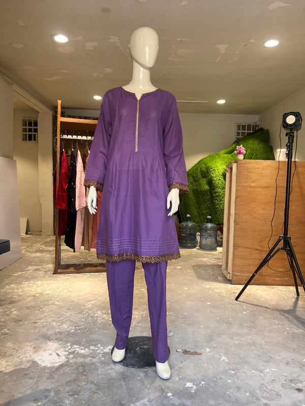 SANASAFINAZ STITCHED PLAIN 2PIECE LAWN