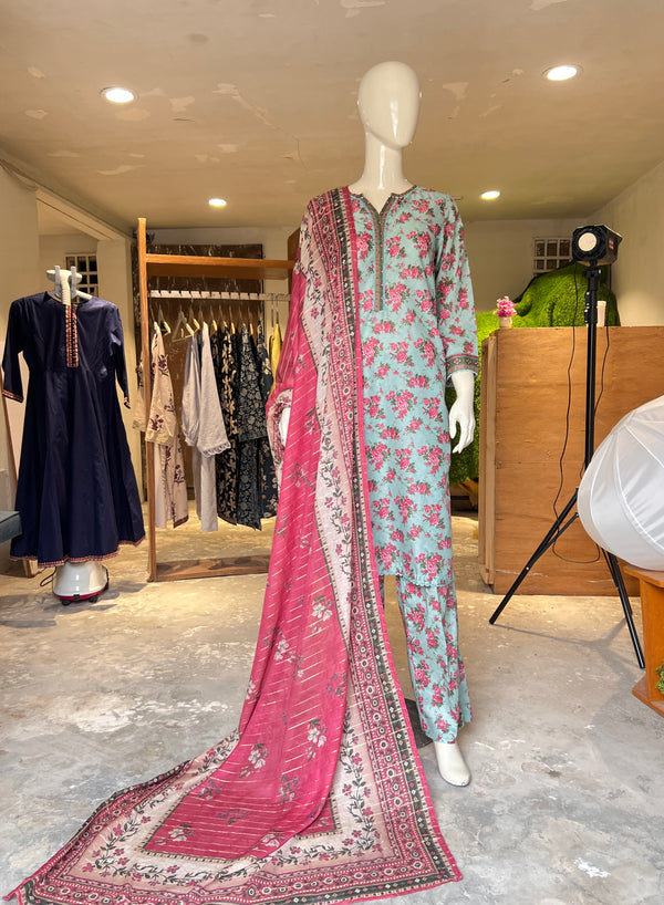 BINSAEED STITCHED PRINTED 3PIECE LAWN