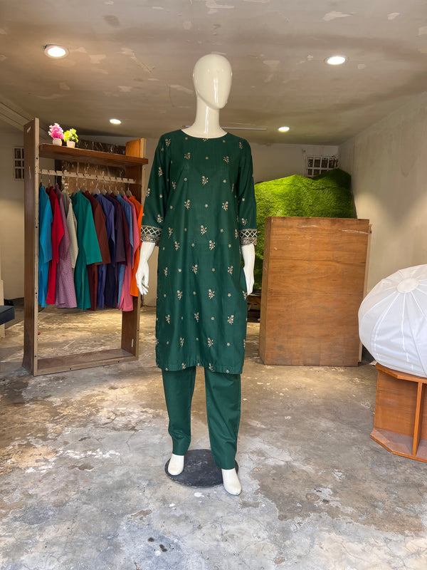 BINSAEED STITCHED KHADDAR EMBROIDERED 2PIECE