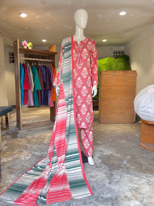 BINSAEED STITCHED PRINTED KHADDAR 3PIECE