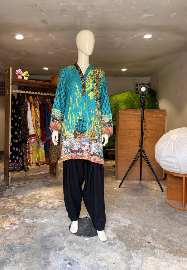 ZELLBURY STITCHED PRINTED KHADDAR SHIRT & TROUSER