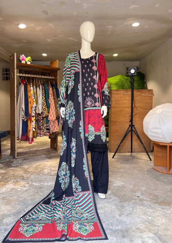 ZELLBURY STITCHED PRINTED KHADDAR 2PIECE SHIRT & DUPATTA