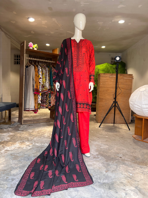 ZELLBURY STITCHED PRINTED KHADDAR 3PIECE