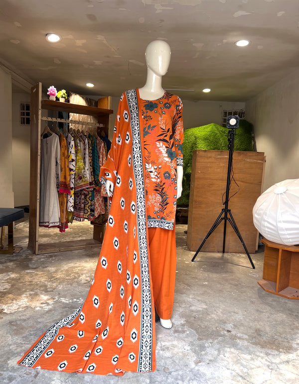 ZELLBURY STITCHED PRINTED KHADDAR 3PIECE