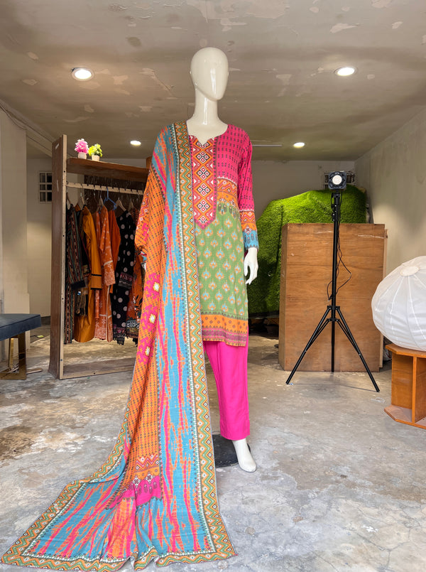 ZELLBURY STITCHED PRINTED KHADDAR 3PIECE