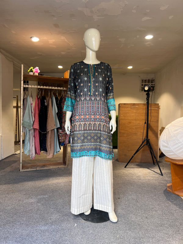 ZAHRA STITCHED EMBROIDERED LAWN SHIRT
