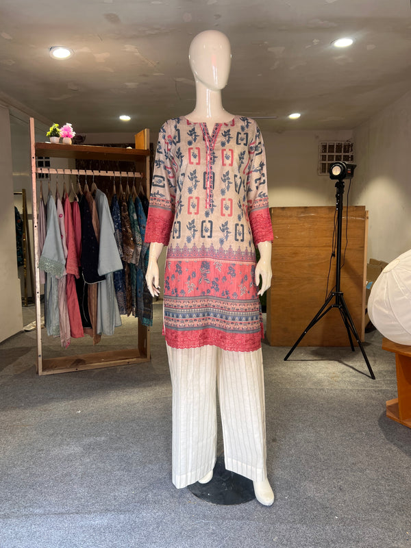 ZAHRA STITCHED EMBROIDERED LAWN SHIRT