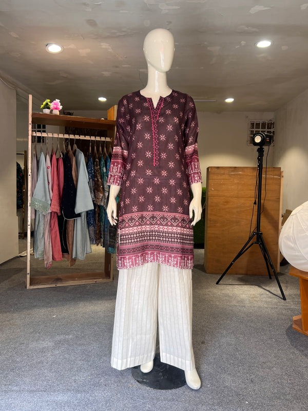 ZAHRA STITCHED EMBROIDERED LAWN SHIRT
