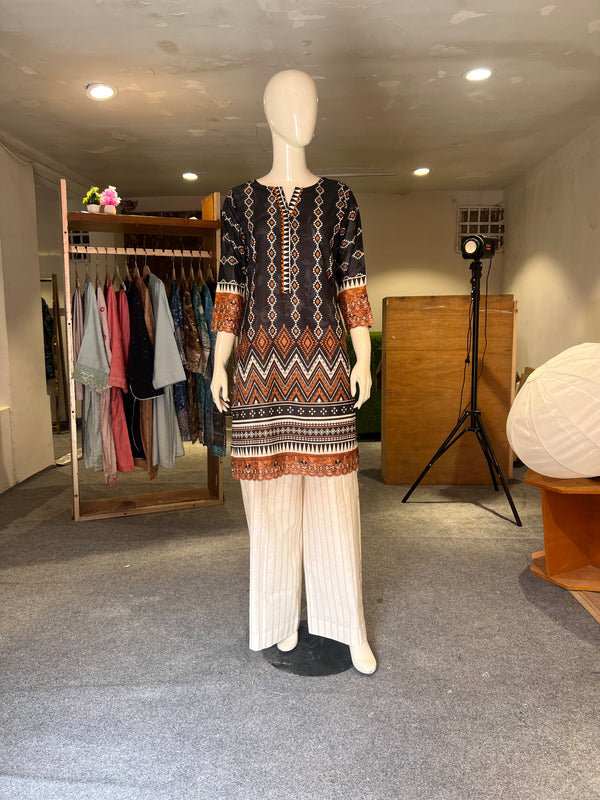 ZAHRA STITCHED EMBROIDERED LAWN SHIRT