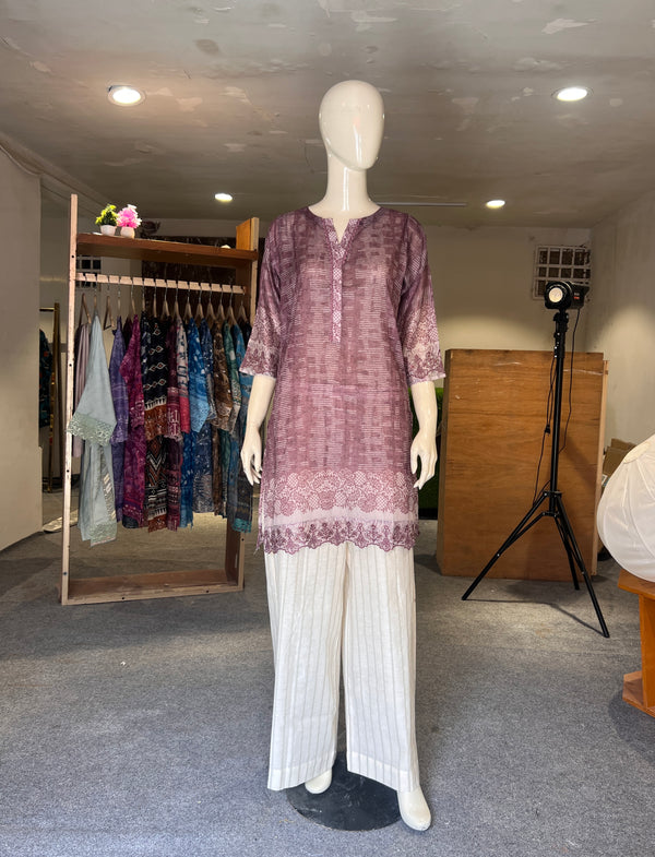 ZAHRA STITCHED EMBROIDERED LAWN SHIRT