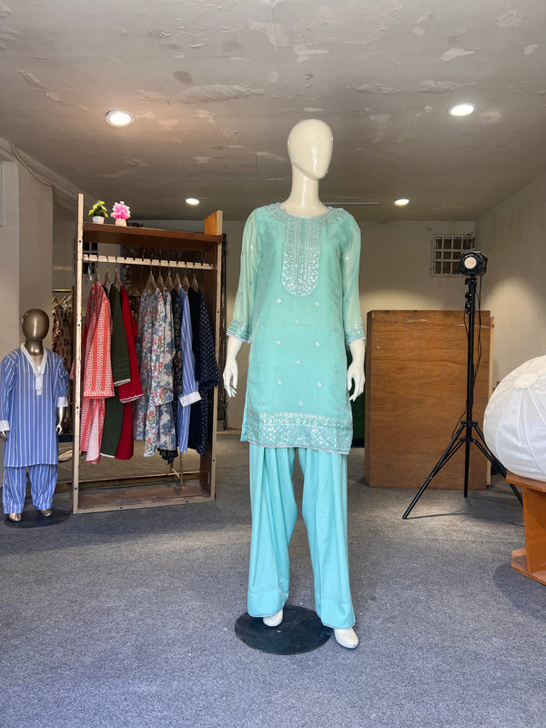 STITCH EMBROIDERED CHIFFON STITCHED 2PIECE