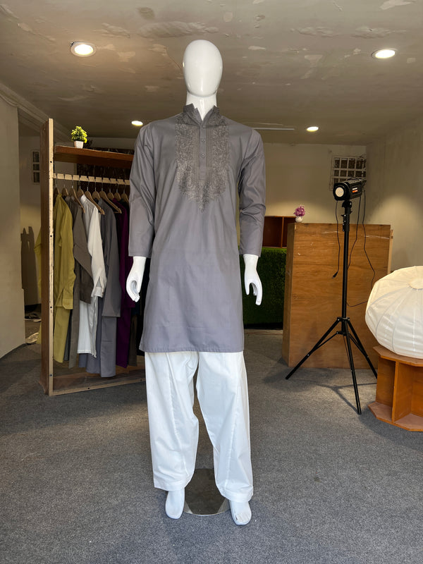 ALKARAM EMBROIDERED MEN KURTA COTTON