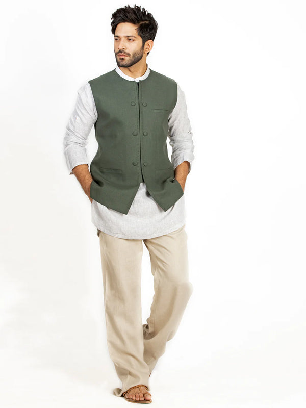 ALMIRAH Green Waistcoat - ALCR-WC-005