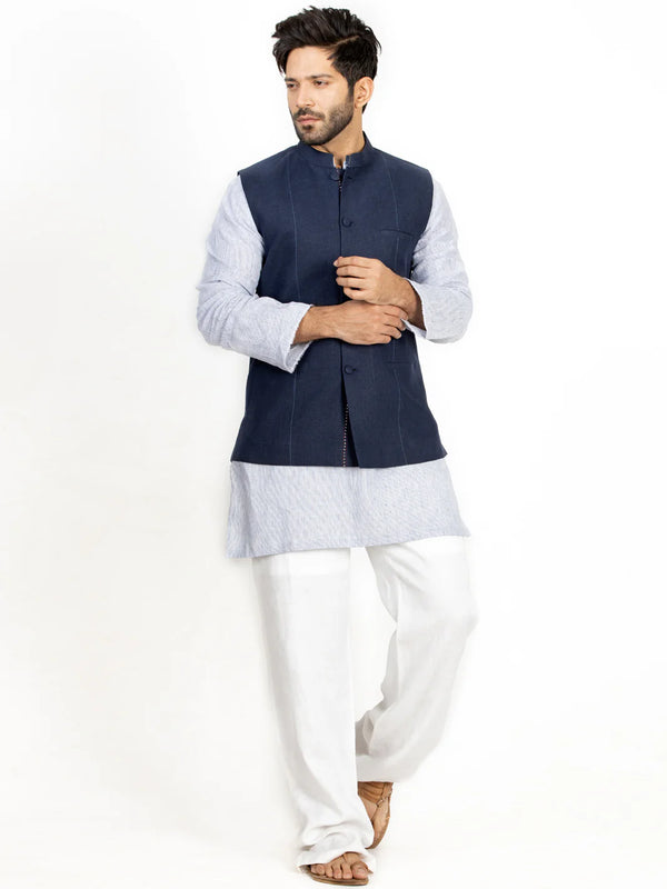 ALMIRAH Blue Waistcoat - ALCR-WC-006