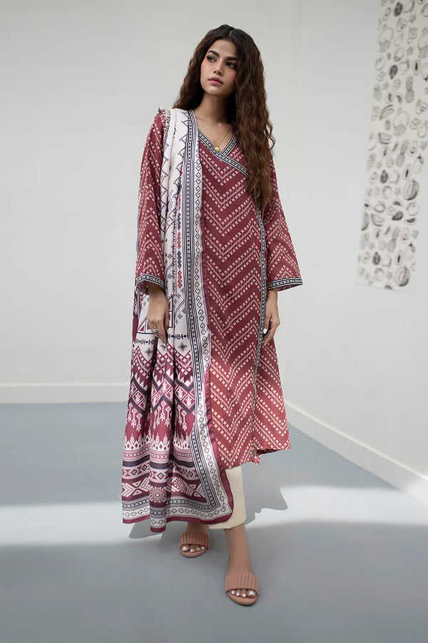 ZELLBURY STITCHED PRINTED KHADDAR 2PIECE SHIRT & DUPATTA