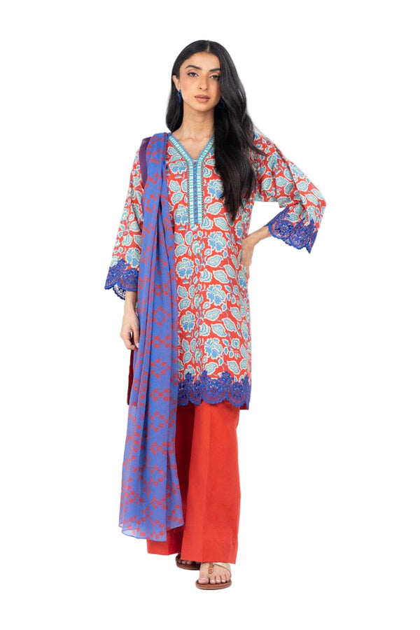 ALKARAM UNSTITCHED EMBROIDERED 3PIECE LAWN