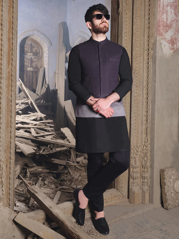 ALMIRAH Black Cotton Waistcoat - AL-WC-309