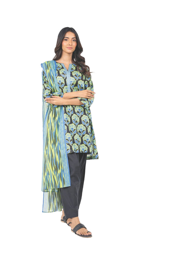 ALKARAM CAMBRIC UNSTITCHED 3PIECE FALL