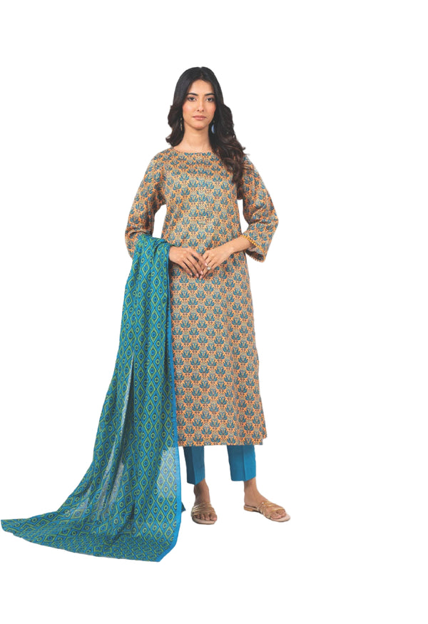 ALKARAM CAMBRIC UNSTITCHED 3PIECE FALL