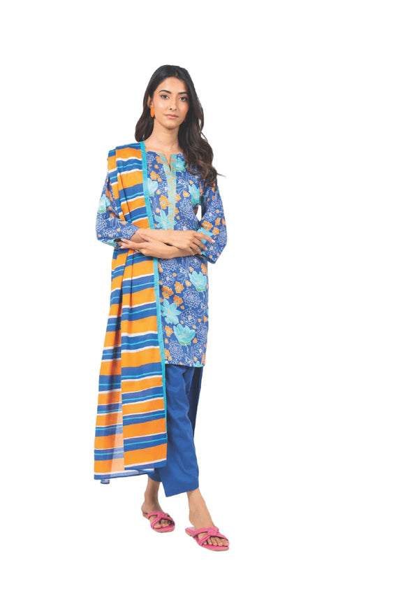 ALKARAM CAMBRIC UNSTITCHED 3PIECE FALL