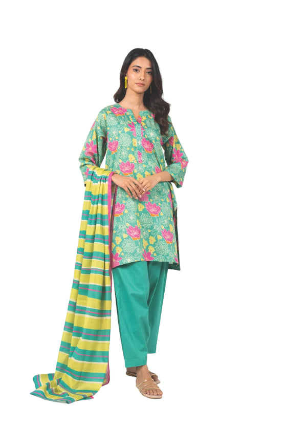 ALKARAM CAMBRIC UNSTITCHED 3PIECE FALL