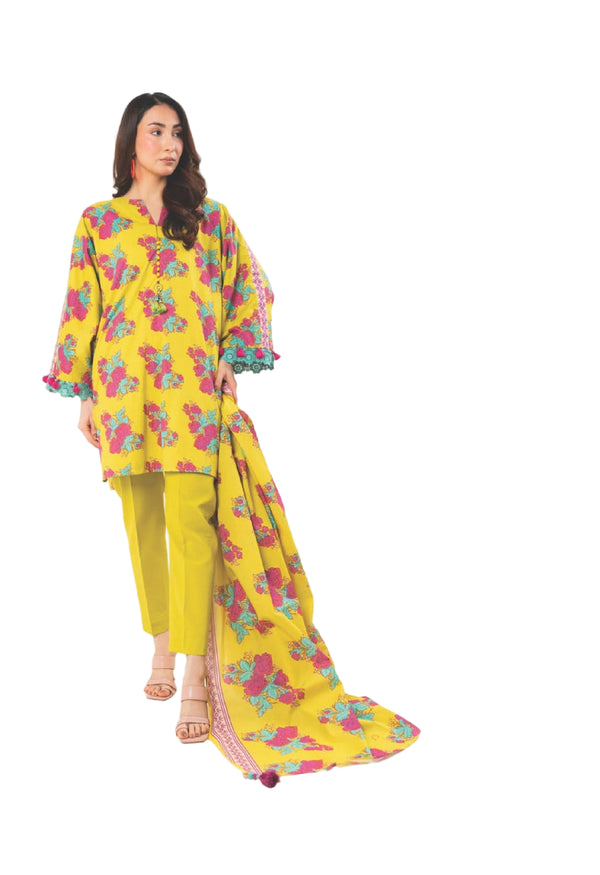 ALKARAM CAMBRIC UNSTITCHED 3PIECE FALL