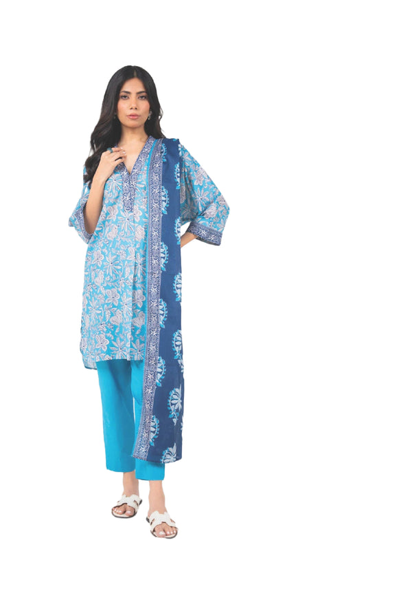 ALKARAM CAMBRIC UNSTITCHED 3PIECE FALL