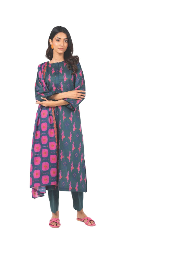 ALKARAM CAMBRIC UNSTITCHED 3PIECE FALL