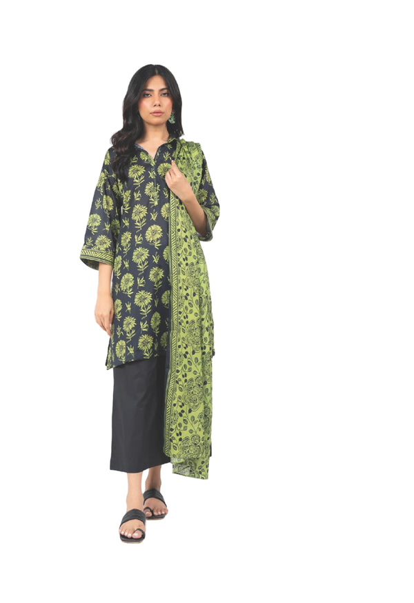 ALKARAM CAMBRIC UNSTITCHED 3PIECE FALL